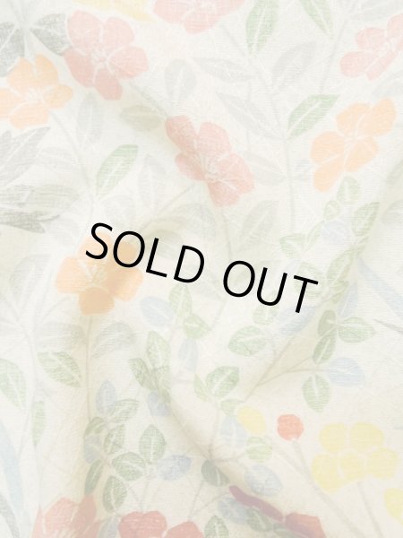 Photo12: Mint L1116Z Used Japanese womenPale Greenish White KOMON dyed / Silk. Flower,   (Grade A) (12)