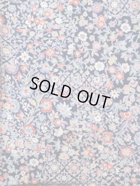 Photo3: Mint L1117B Used Japanese women Dark Blue KOMON dyed / Silk. Chinese flower,   (Grade A) (3)