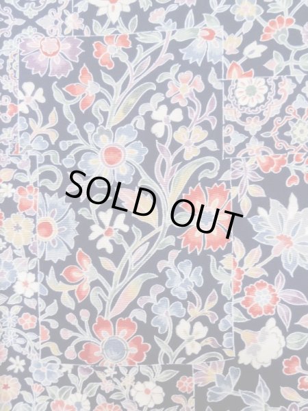 Photo5: Mint L1117B Used Japanese women Dark Blue KOMON dyed / Silk. Chinese flower,   (Grade A) (5)