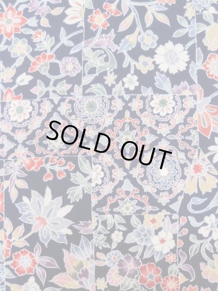 Photo6: Mint L1117B Used Japanese women Dark Blue KOMON dyed / Silk. Chinese flower,   (Grade A) (6)