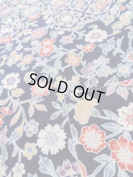 Photo8: Mint L1117B Used Japanese women Dark Blue KOMON dyed / Silk. Chinese flower,   (Grade A) (8)
