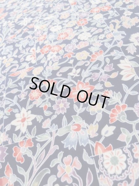 Photo9: Mint L1117B Used Japanese women Dark Blue KOMON dyed / Silk. Chinese flower,   (Grade A) (9)