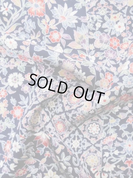 Photo12: Mint L1117B Used Japanese women Dark Blue KOMON dyed / Silk. Chinese flower,   (Grade A) (12)