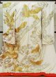 Photo1: L1124A Used Japanese women  Off White UCHIKAKE Wedding / Silk. Peony,   (Grade D) (1)