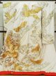 Photo2: L1124A Used Japanese women  Off White UCHIKAKE Wedding / Silk. Peony,   (Grade D) (2)