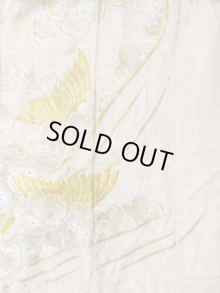 Photo8: L1124A Used Japanese women  Off White UCHIKAKE Wedding / Silk. Peony,   (Grade D) (8)