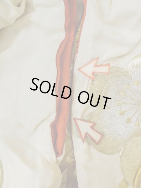 Photo30: L1124A Used Japanese women  Off White UCHIKAKE Wedding / Silk. Peony,   (Grade D) (30)