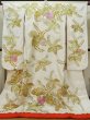 Photo1: L1124C Used Japanese women  Off White UCHIKAKE Wedding / Silk. Peony,   (Grade B) (1)