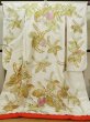 Photo2: L1124C Used Japanese women  Off White UCHIKAKE Wedding / Silk. Peony,   (Grade B) (2)