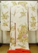 Photo3: L1124C Used Japanese women  Off White UCHIKAKE Wedding / Silk. Peony,   (Grade B) (3)