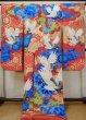 Photo3: L1124D Used Japanese women  Orange UCHIKAKE Wedding / Silk. Peony,   (Grade B) (3)