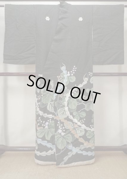 Photo2: L1124E Used Japanese women  Black UCHIKAKE Wedding / Silk. Phoenix,   (Grade D) (2)