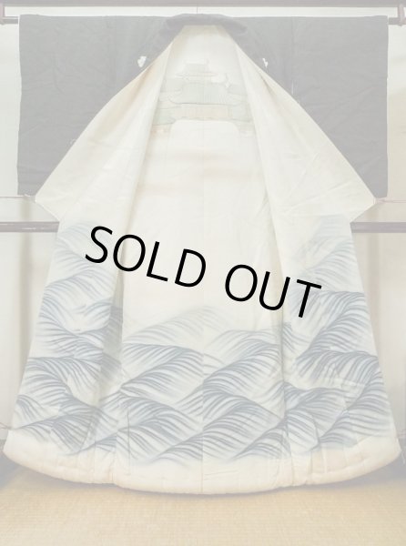 Photo3: L1124E Used Japanese women  Black UCHIKAKE Wedding / Silk. Phoenix,   (Grade D) (3)