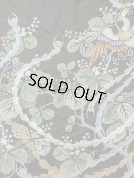 Photo5: L1124E Used Japanese women  Black UCHIKAKE Wedding / Silk. Phoenix,   (Grade D) (5)