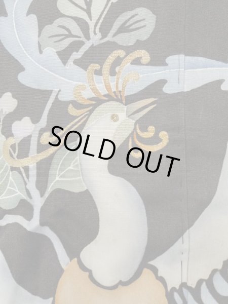 Photo7: L1124E Used Japanese women  Black UCHIKAKE Wedding / Silk. Phoenix,   (Grade D) (7)