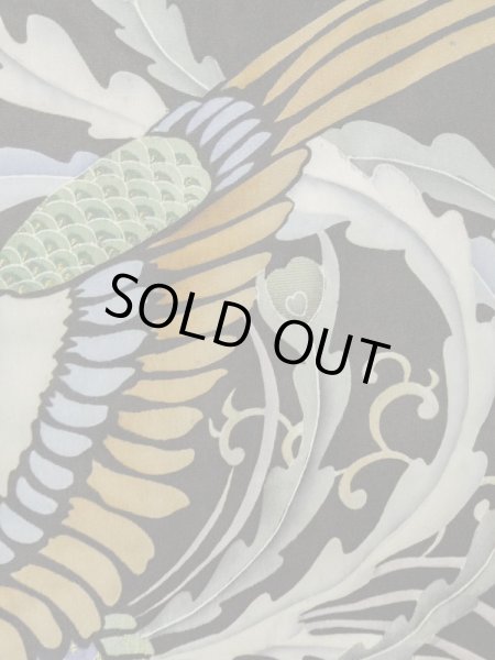 Photo8: L1124E Used Japanese women  Black UCHIKAKE Wedding / Silk. Phoenix,   (Grade D) (8)