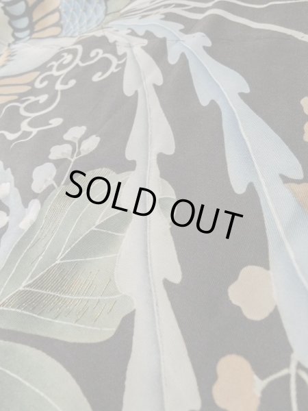 Photo13: L1124E Used Japanese women  Black UCHIKAKE Wedding / Silk. Phoenix,   (Grade D) (13)