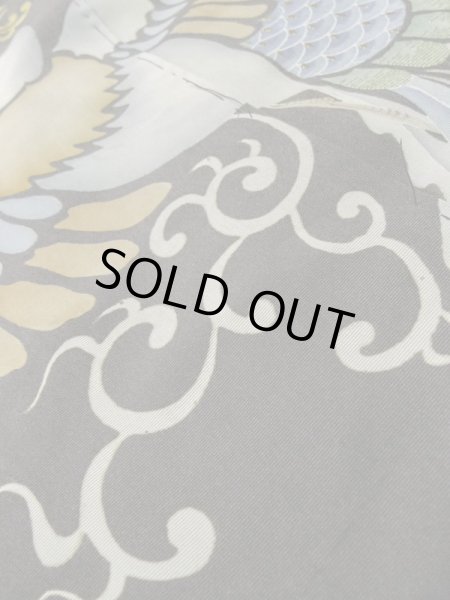 Photo15: L1124E Used Japanese women  Black UCHIKAKE Wedding / Silk. Phoenix,   (Grade D) (15)