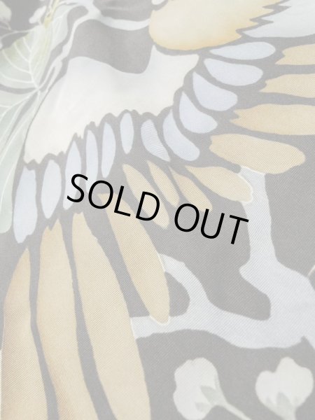 Photo16: L1124E Used Japanese women  Black UCHIKAKE Wedding / Silk. Phoenix,   (Grade D) (16)