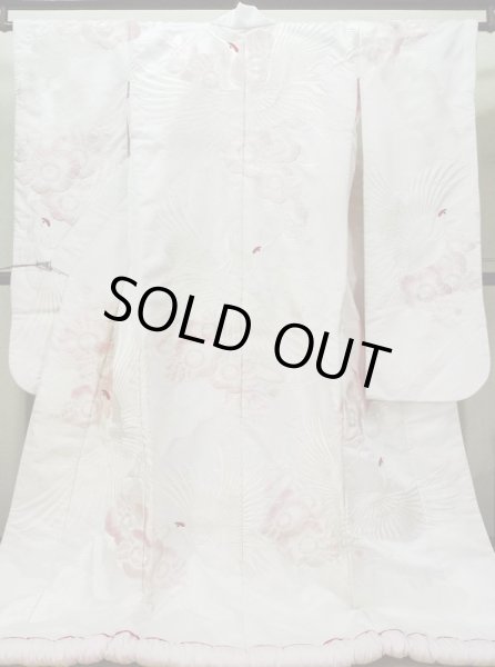Photo2: L1124F Used Japanese women  White UCHIKAKE Wedding / Synthetic. UME plum bloom,   (Grade C) (2)