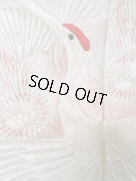 Photo7: L1124F Used Japanese women  White UCHIKAKE Wedding / Synthetic. UME plum bloom,   (Grade C) (7)