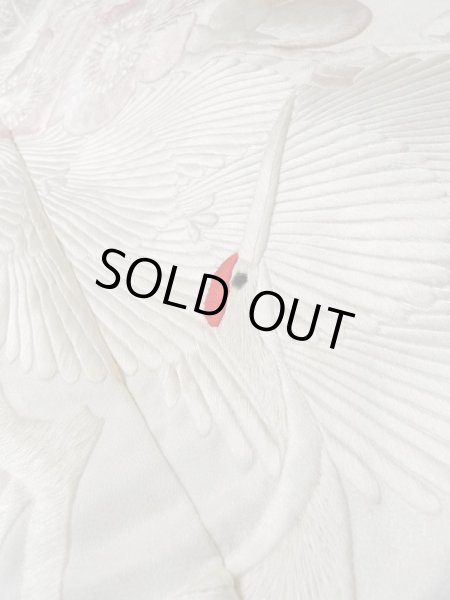 Photo10: L1124F Used Japanese women  White UCHIKAKE Wedding / Synthetic. UME plum bloom,   (Grade C) (10)