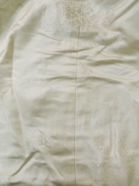 Photo7: L1124H Used Japanese women  White UCHIKAKE Wedding / Silk. Peony, For wedding  (Grade C) (7)