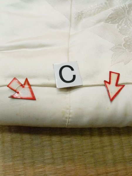 Photo19: L1124H Used Japanese women  White UCHIKAKE Wedding / Silk. Peony, For wedding  (Grade C) (19)