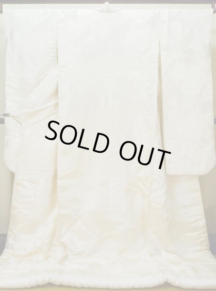 Photo2: L1124I Used Japanese women  White UCHIKAKE Wedding / Silk. TACHIBANA orange, For wedding  (Grade C) (2)