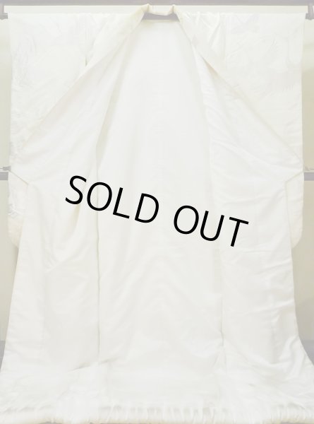 Photo4: L1124I Used Japanese women  White UCHIKAKE Wedding / Silk. TACHIBANA orange, For wedding  (Grade C) (4)