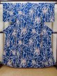 Photo1: Mint L1201A Used Japanese women  Blue KOMON dyed / Silk. SAKURA cherry blossom,   (Grade A) (1)