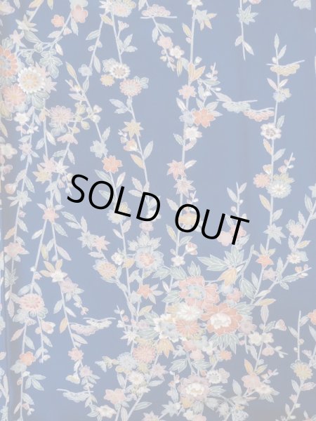 Photo3: Mint L1201A Used Japanese women  Blue KOMON dyed / Silk. SAKURA cherry blossom,   (Grade A) (3)