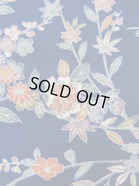 Photo6: Mint L1201A Used Japanese women  Blue KOMON dyed / Silk. SAKURA cherry blossom,   (Grade A) (6)