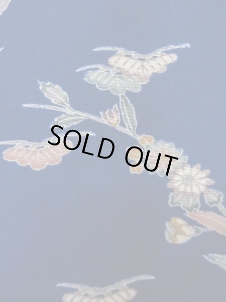 Photo7: Mint L1201A Used Japanese women  Blue KOMON dyed / Silk. SAKURA cherry blossom,   (Grade A) (7)