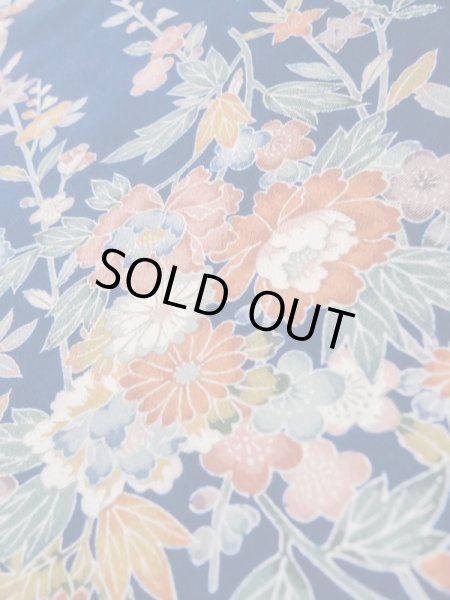 Photo8: Mint L1201A Used Japanese women  Blue KOMON dyed / Silk. SAKURA cherry blossom,   (Grade A) (8)