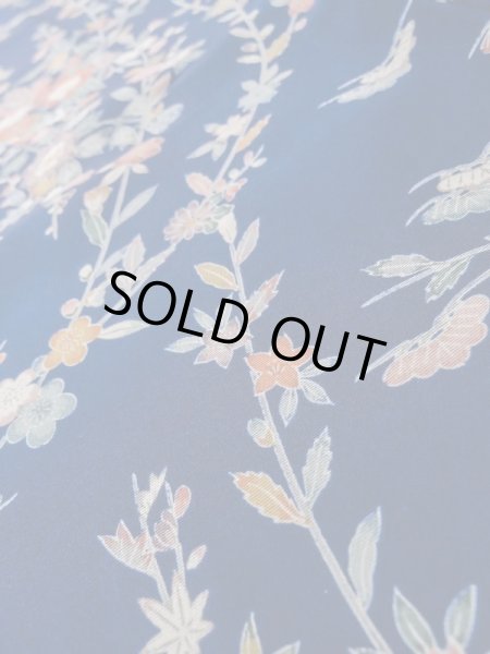 Photo10: Mint L1201A Used Japanese women  Blue KOMON dyed / Silk. SAKURA cherry blossom,   (Grade A) (10)
