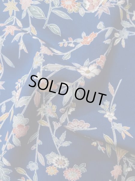 Photo12: Mint L1201A Used Japanese women  Blue KOMON dyed / Silk. SAKURA cherry blossom,   (Grade A) (12)