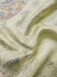 Photo11: L1201B Used Japanese women Shiny Off White KOMON dyed / Silk. Chrysanthemum, Bamboo fence pattern  (Grade C) (11)