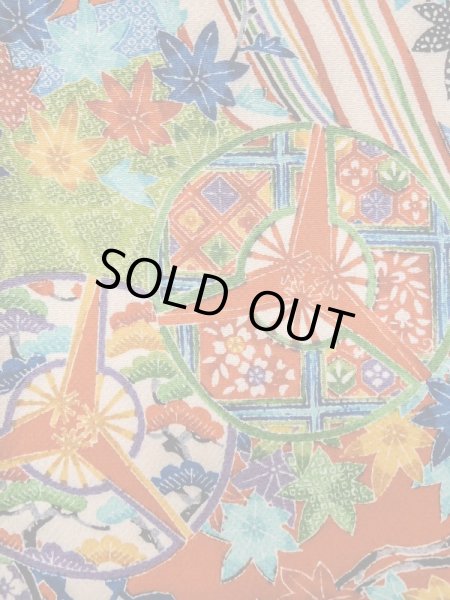 Photo5: Mint L1201D Used Japanese women  Vermilion KOMON dyed / Silk. UME plum bloom, Swallow pattern  (Grade A) (5)