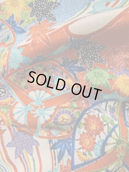 Photo11: Mint L1201D Used Japanese women  Vermilion KOMON dyed / Silk. UME plum bloom, Swallow pattern  (Grade A) (11)