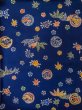 Photo4: L1201F Used Japanese women  Blue KOMON dyed / Silk. Flower circle,   (Grade C) (4)