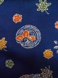 Photo7: L1201F Used Japanese women  Blue KOMON dyed / Silk. Flower circle,   (Grade C) (7)