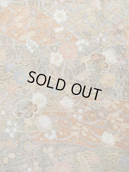 Photo5: Mint L1201J Used Japanese women Pale Beige KOMON dyed / Silk. Flower,   (Grade A) (5)