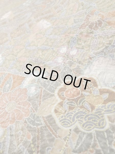 Photo9: Mint L1201J Used Japanese women Pale Beige KOMON dyed / Silk. Flower,   (Grade A) (9)