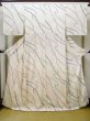 Photo1: L1201L Used Japanese women Shiny Off White KOMON dyed / Silk. Flower,   (Grade C) (1)