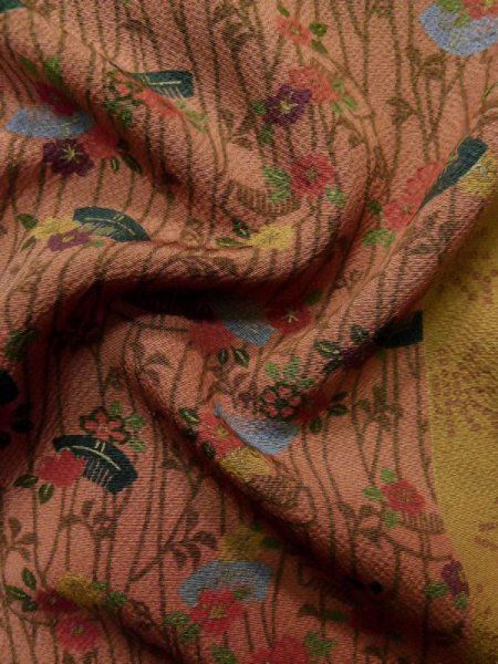 Photo9: Mint L1201P Used Japanese women Pale Pink KOMON dyed / Synthetic. Flower, Comb pattern  (Grade A) (9)