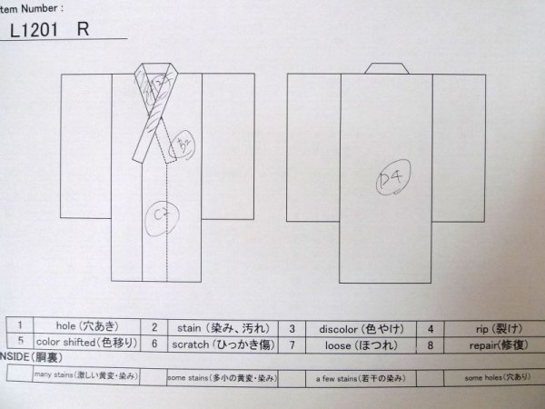 Photo13: L1201R Used Japanese women  Black KOMON dyed / Silk. Abstract pattern   (Grade D) (13)