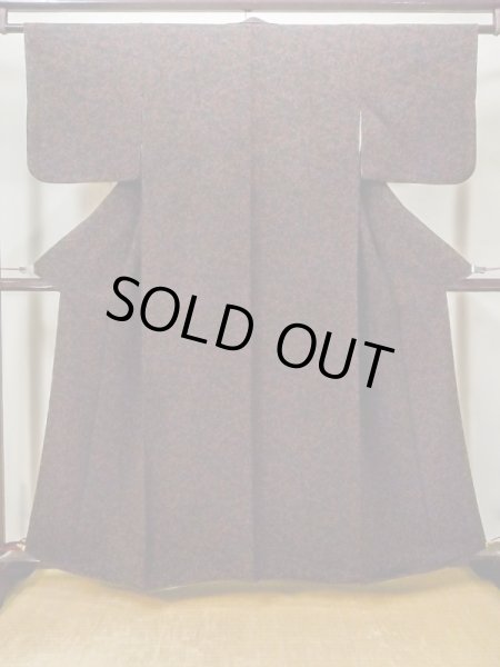 Photo1: Mint L1201S Used Japanese women Pale Dark Red KOMON dyed / Silk. Chinz pattern   (Grade A) (1)