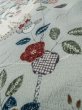 Photo10: L1201T Used Japanese womenPale Light Gray KOMON dyed / Silk. Flower,   (Grade C) (10)