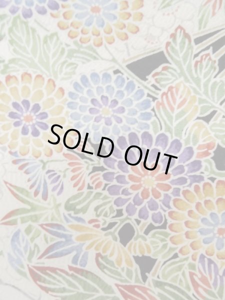 Photo6: Mint L1201V Used Japanese women  White KOMON dyed / Silk. SAKURA cherry blossom,   (Grade A) (6)